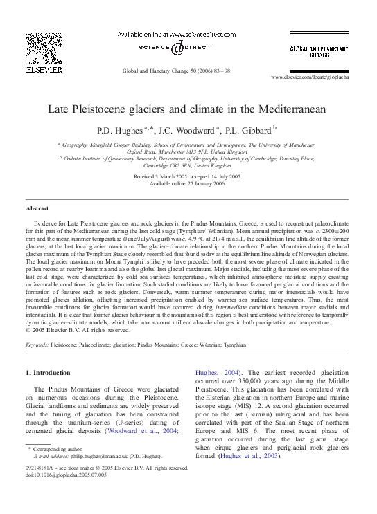 (PDF) Late Pleistocene glaciers and climate in the Mediterranean