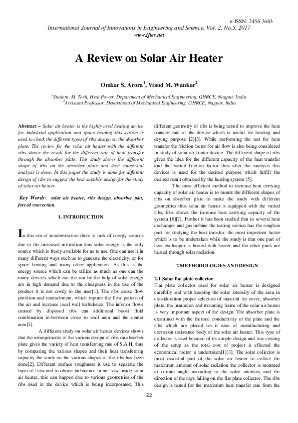 (PDF) A Review on Solar Air Heater