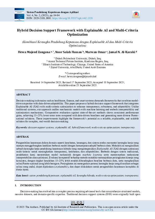 (PDF) Hybrid Decision Support Framework with Explainable AI and Multi ...