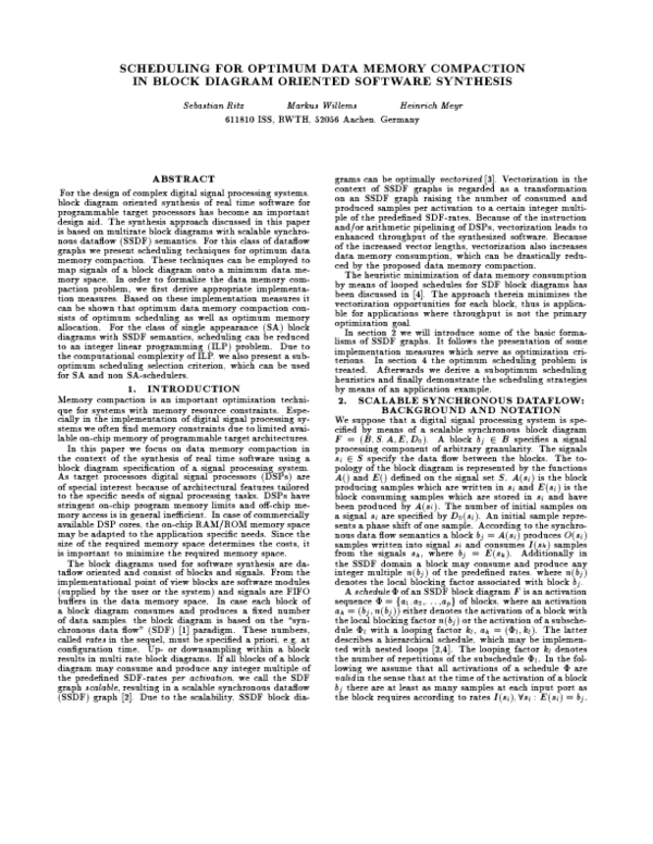 (PDF) Scheduling for optimum data memory compaction in block diagram ...