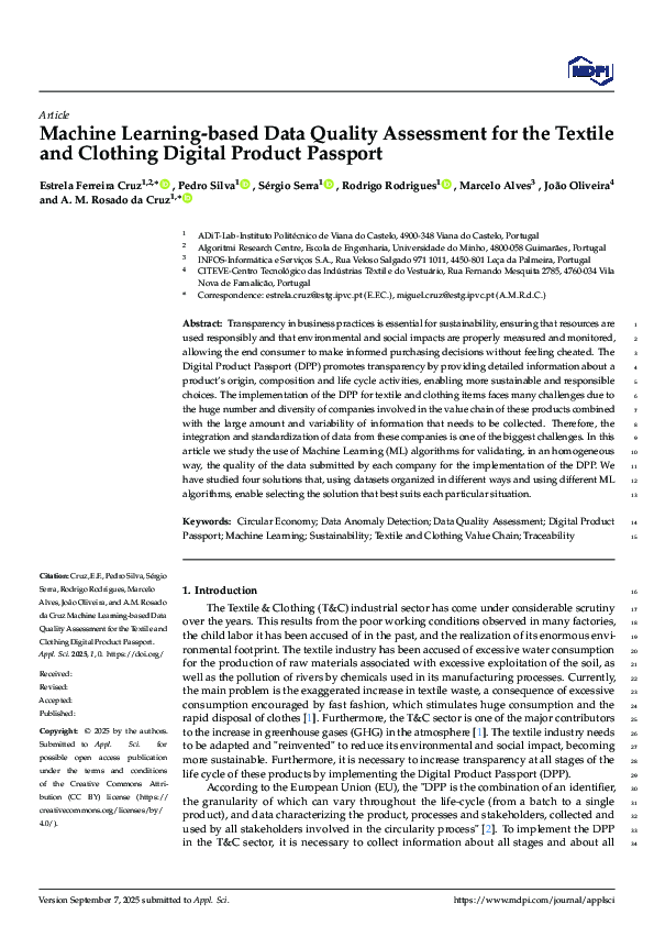 (PDF) Machine Learning-based Data Quality Assessment for the Textile ...