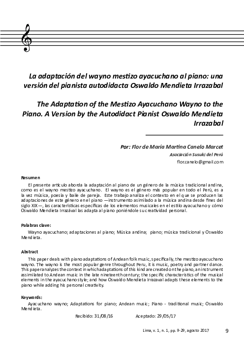 (PDF) La adaptación del wayno mestizo ayacuchano al piano: una versión ...