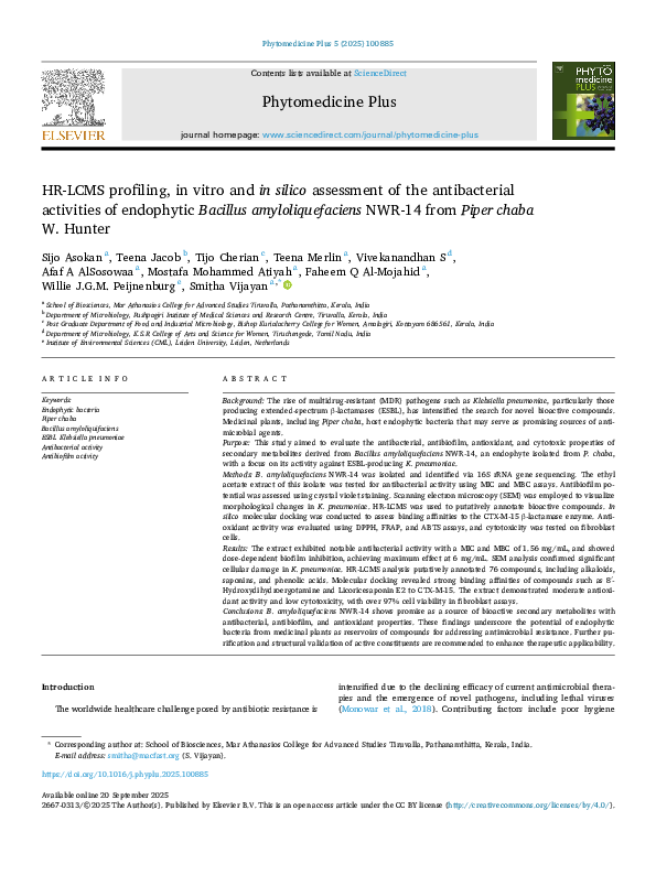 (PDF) HR-LCMS profiling, in vitro and in silico assessment of the ...