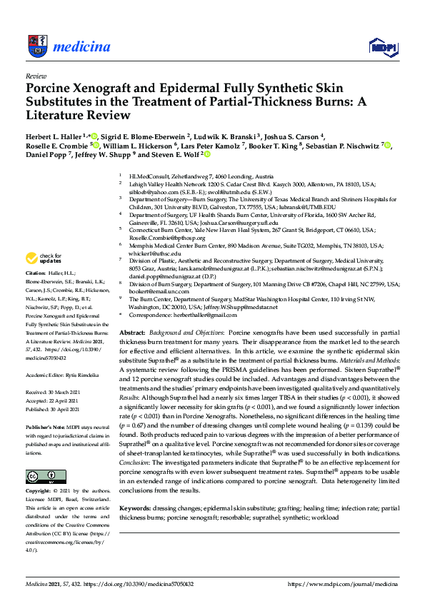 (PDF) Porcine Xenograft and Epidermal Fully Synthetic Skin Substitutes ...