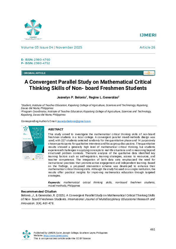 (PDF) A Convergent Parallel Study on Mathematical Critical Thinking ...