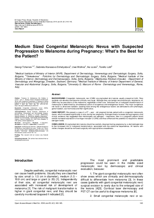 (PDF) Medium Sized Congenital Melanocytic Nevus with Suspected ...