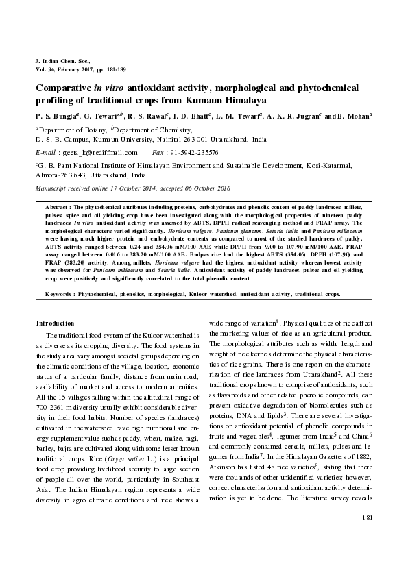 (PDF) Comparative in vitro antioxidant activity, morphological and ...