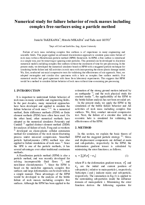 (PDF) Numerical Study for Failure Behavior of Rock Masses Including ...