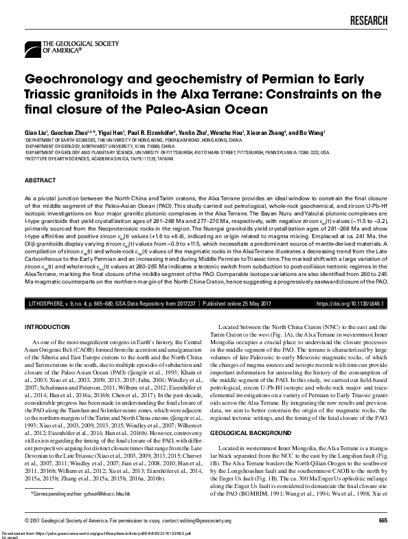 (PDF) Geochronology and geochemistry of Permian to Early Triassic ...