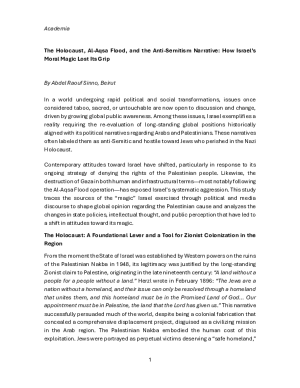 (PDF) Israel’s Anti-Semitism Narrative Lost Its Magic in the Gaza War