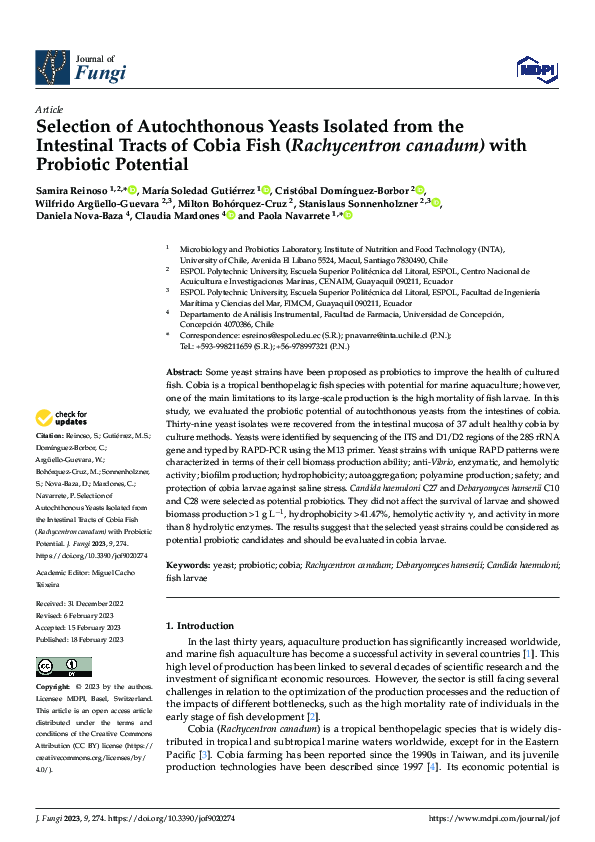 (PDF) Selection of Autochthonous Yeasts Isolated from the Intestinal ...