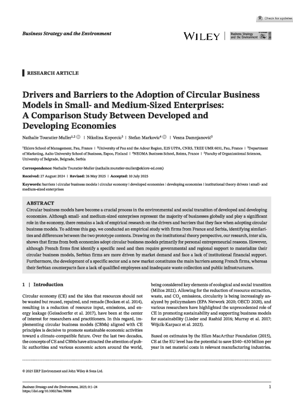(PDF) Drivers and Barriers to the Adoption of Circular Business Models ...
