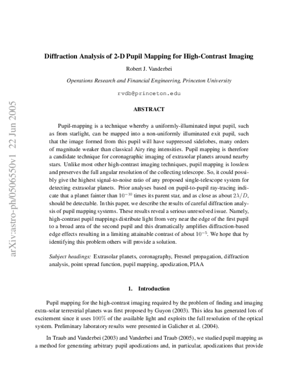 (PDF) Diffraction Analysis of Two‐dimensional Pupil Mapping for High ...