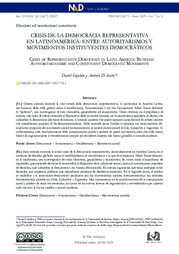 (PDF) CRISIS DE LA DEMOCRACIA REPRESENTATIVA EN LATINOAMÉRICA: ENTRE ...