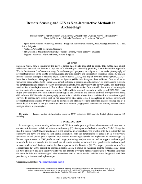 (PDF) Remote Sensing and GIS as Non-Destructive Methods in Archaeology