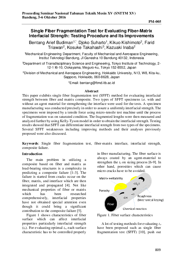 (PDF) Single Fiber Fragmentation Test for Evaluating Fiber-Matrix ...