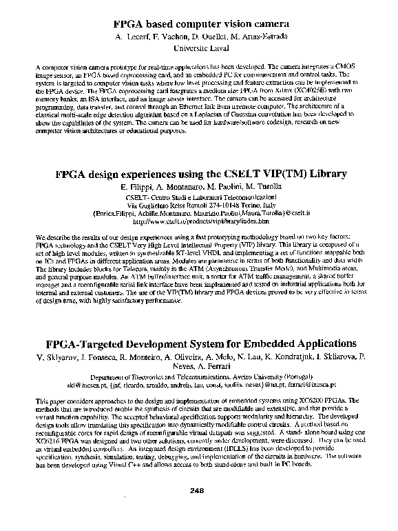 (PDF) FPGA based computer vision camera
