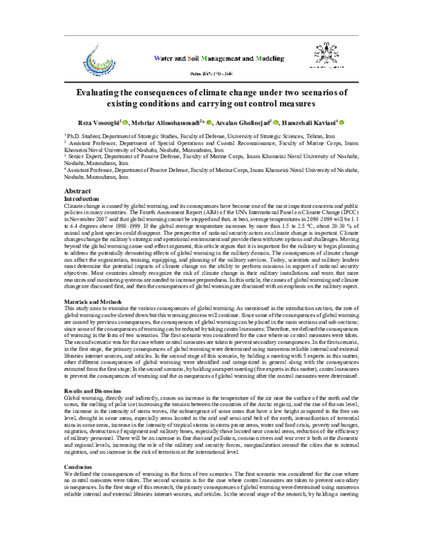 (PDF) Evaluating the consequences of climate change under two scenarios ...
