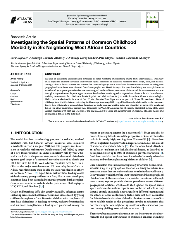 (PDF) Investigating the Spatial Patterns of Common Childhood Morbidity ...