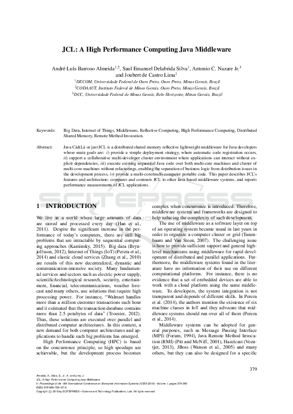 (PDF) JCL: A High Performance Computing Java Middleware