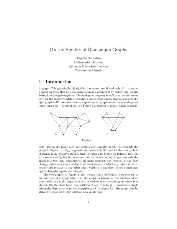 (PDF) On the Rigidity of Ramanujan Graphs