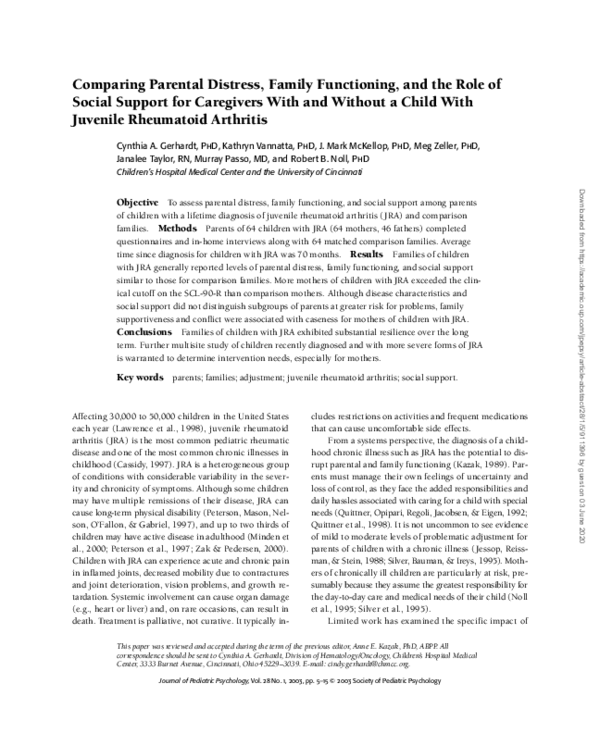 (PDF) Comparing Parental Distress, Family Functioning, and the Role of ...