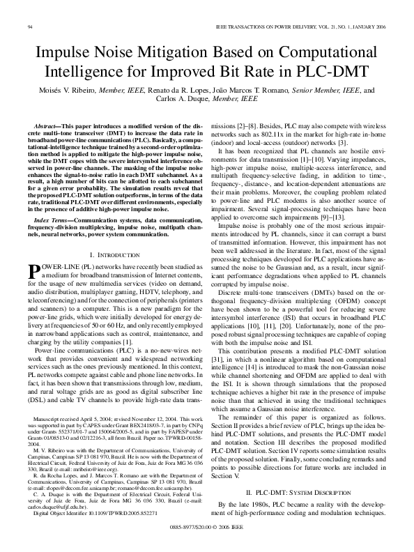 (PDF) Impulse Noise Mitigation Based on Computational Intelligence for ...