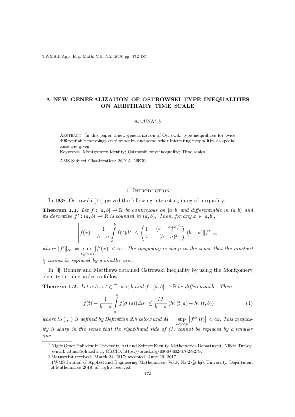 (PDF) A New Generalization of Ostrowski Type Inequalities on Arbitrary ...