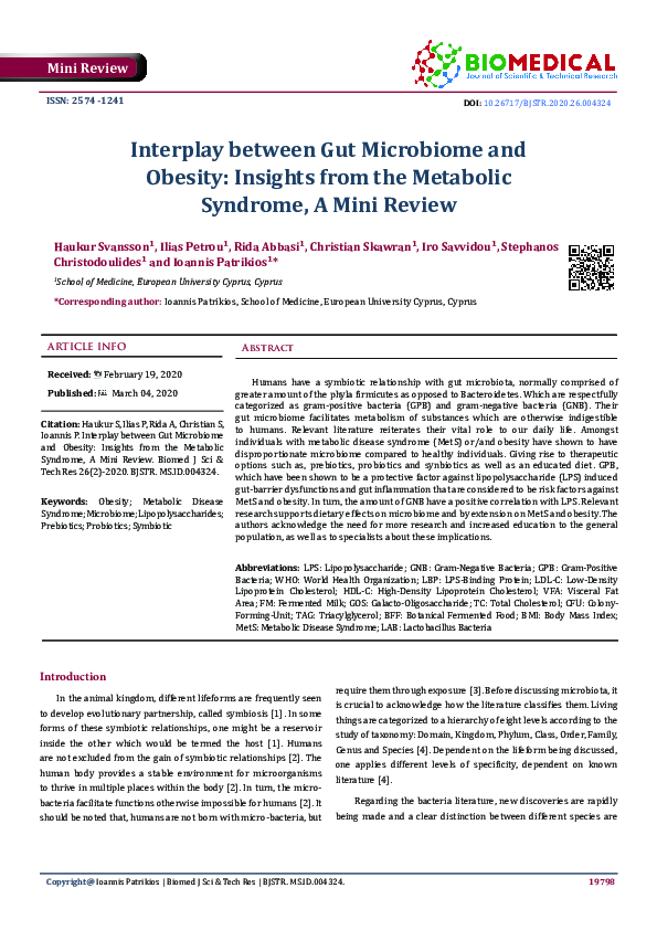 (PDF) Interplay between Gut Microbiome and Obesity: Insights from the ...