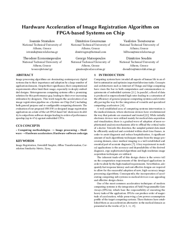 (PDF) Hardware Acceleration of Image Registration Algorithm on FPGA ...