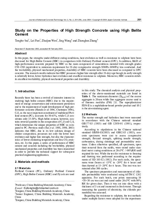 (PDF) Study on the Properties of High Strength Concrete using High ...