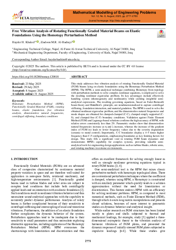 (PDF) Free Vibration Analysis of Rotating Functionally Graded Material ...