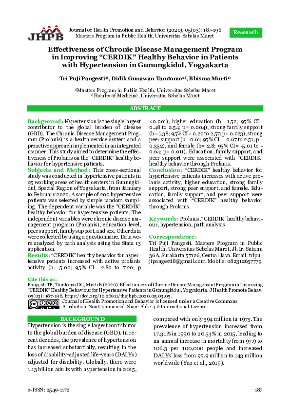 (PDF) Effectiveness of Chronic Disease Management Program in Improving ...