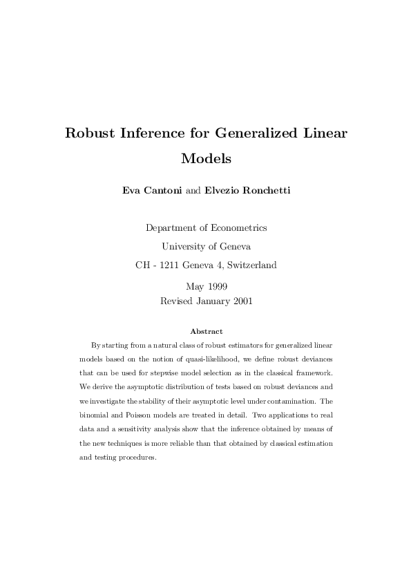 (PDF) Robust Inference for Generalized Linear Models