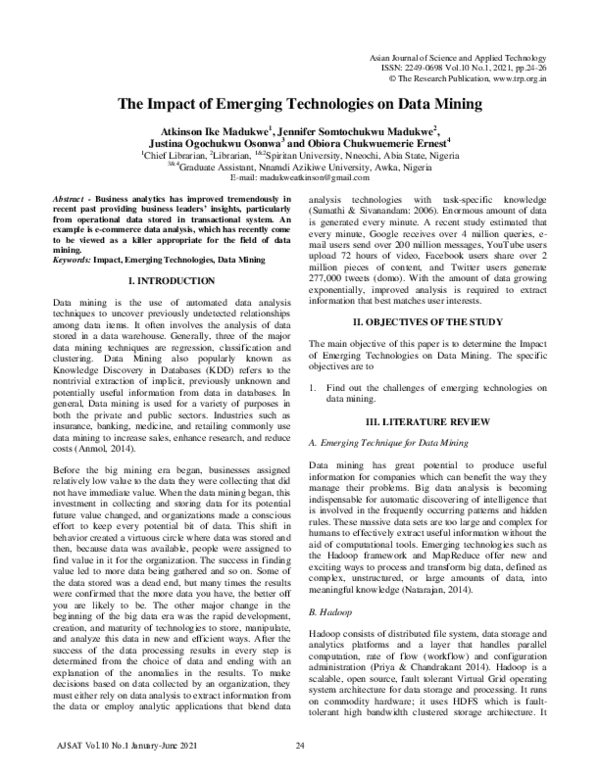 (PDF) The Impact of Emerging Technologies on Data Mining