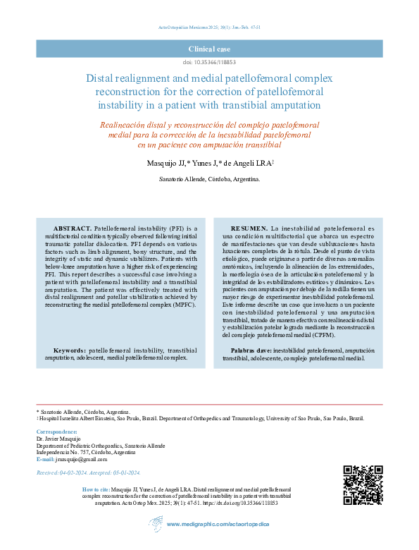 (PDF) Distal realignment and medial patellofemoral complex ...