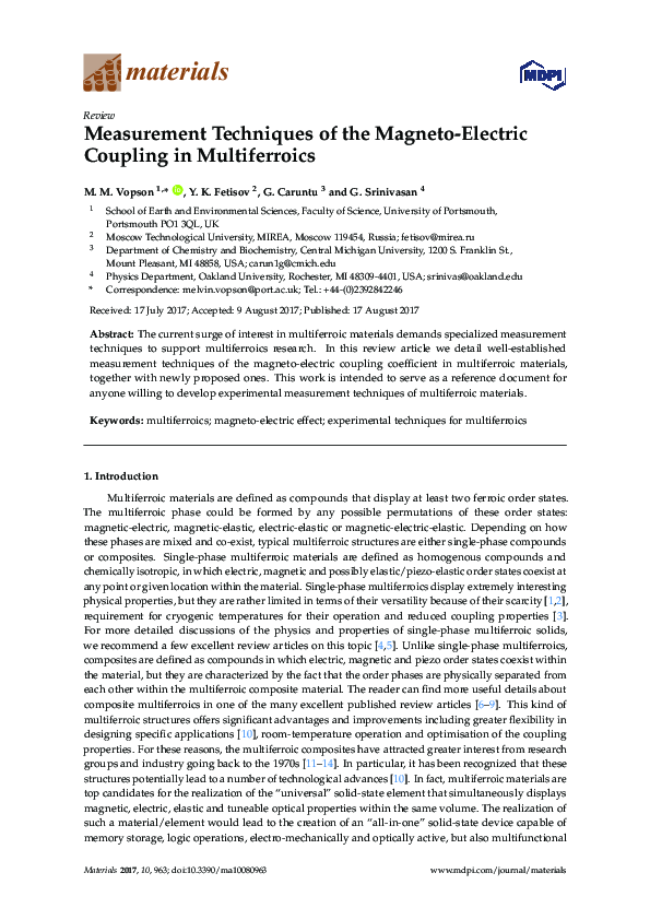 (PDF) Measurement Techniques of the Magneto-Electric Coupling in ...
