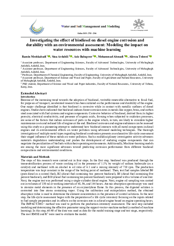 (PDF) Investigating the effect of biodiesel on diesel engine corrosion ...