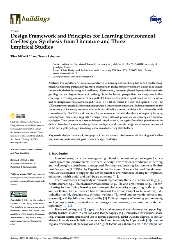 (PDF) Design Framework and Principles for Learning Environment Co ...