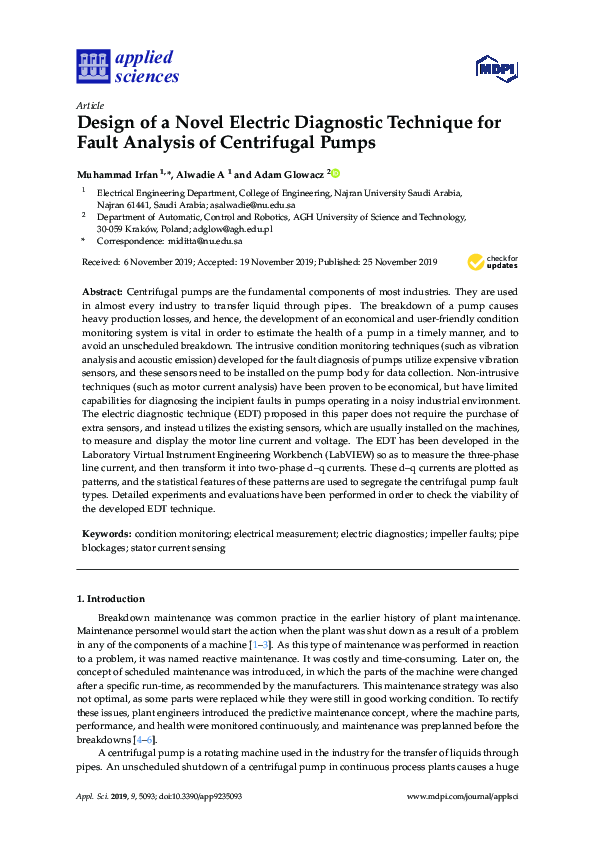 (PDF) Design of a Novel Electric Diagnostic Technique for Fault ...