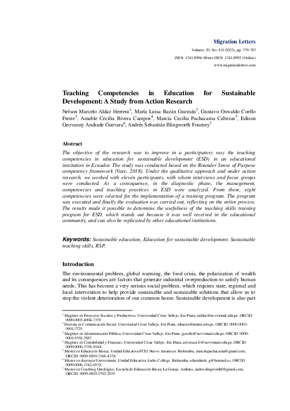 (PDF) Teaching Competencies in Education for Sustainable Development: A ...