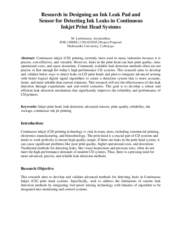 (PDF) Research in Designing an Ink Leak Pad and Sensor for Detecting ...