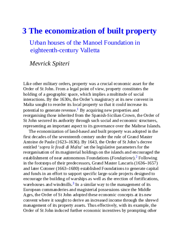 (PDF) The Economization of Built Property: Urban Houses of the Manoel ...
