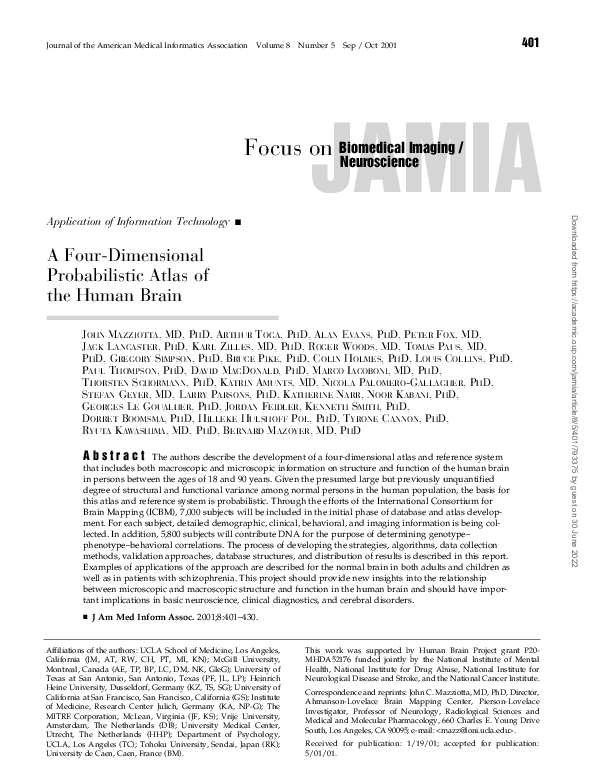 (PDF) A Four-Dimensional Probabilistic Atlas of the Human Brain