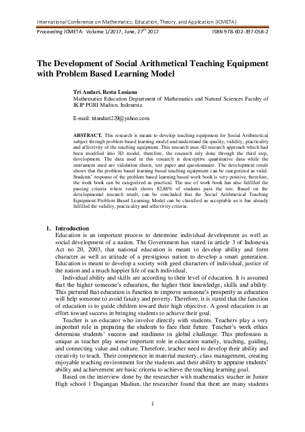 (PDF) The Development of Social Arithmetical Teaching Equipment with ...