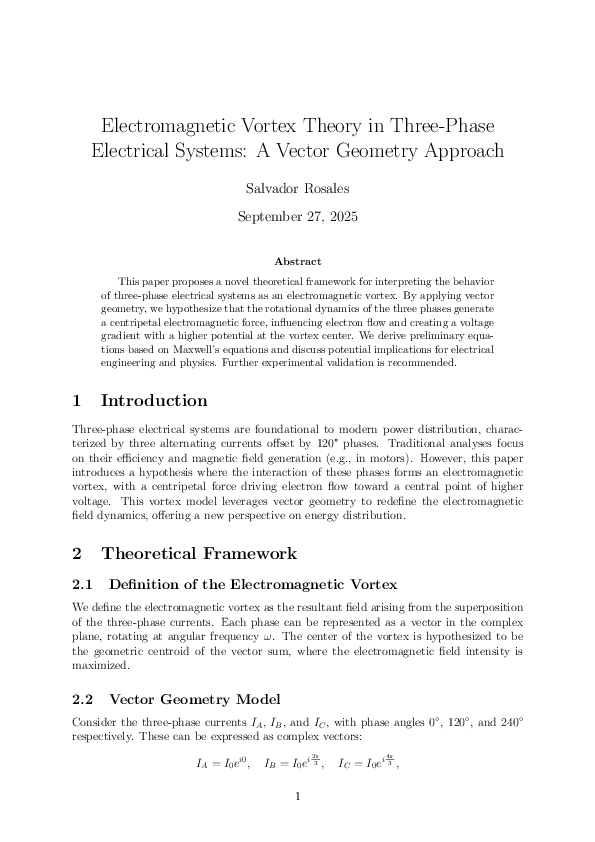 (PDF) Electromagnetic Vortex Theory in Three-Phase Electrical Systems ...