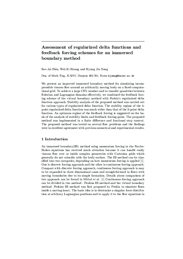 (PDF) Assessment of regularized delta functions and feedback forcing ...
