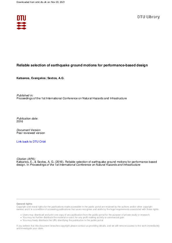 (PDF) Reliable selection of earthquake ground motions for performance ...
