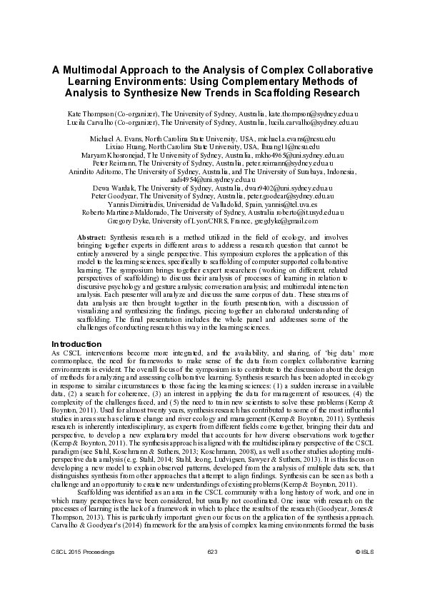 (PDF) A Multimodal Approach to the Analysis of Complex Collaborative ...