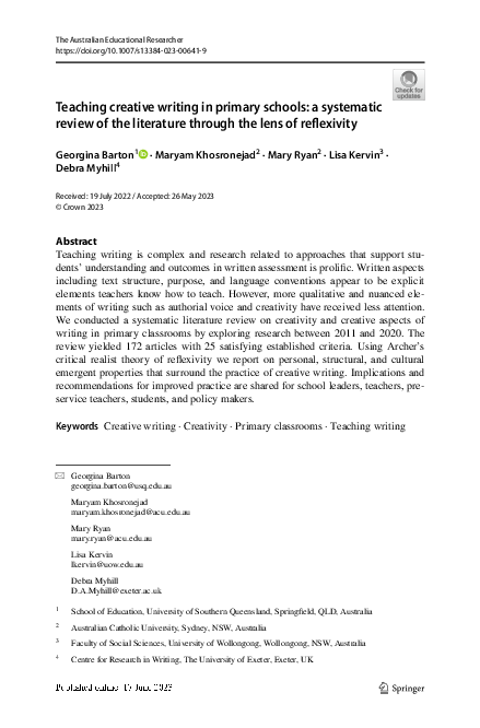 (PDF) Teaching creative writing in primary schools: a systematic review ...